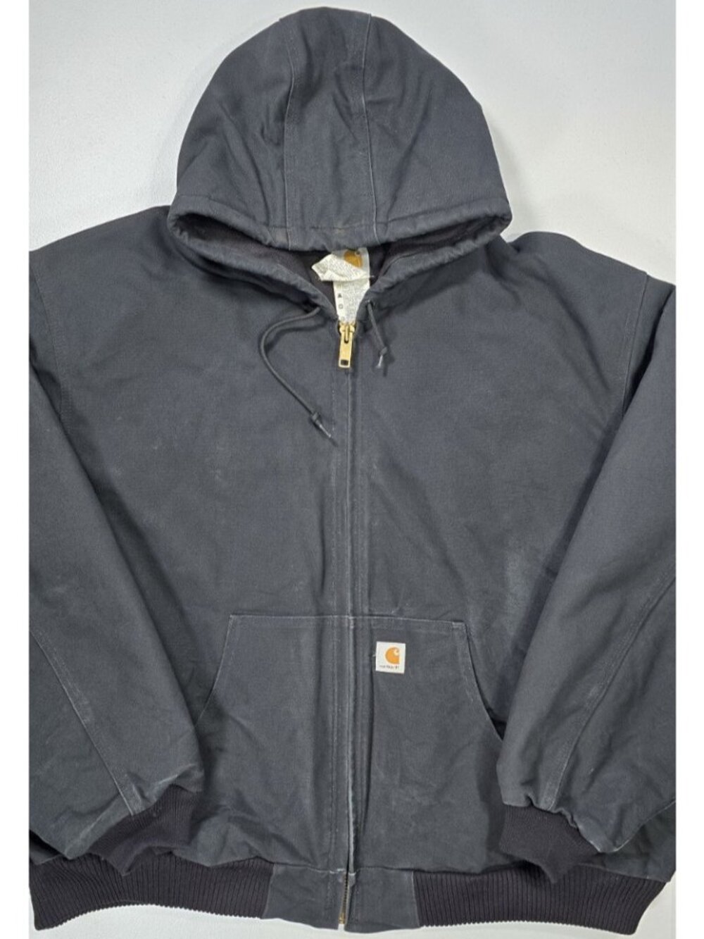Carhartt J140 BLK Full Zip Canvas Hooded Lined Work Coat Jacket Men's 4XL Reg